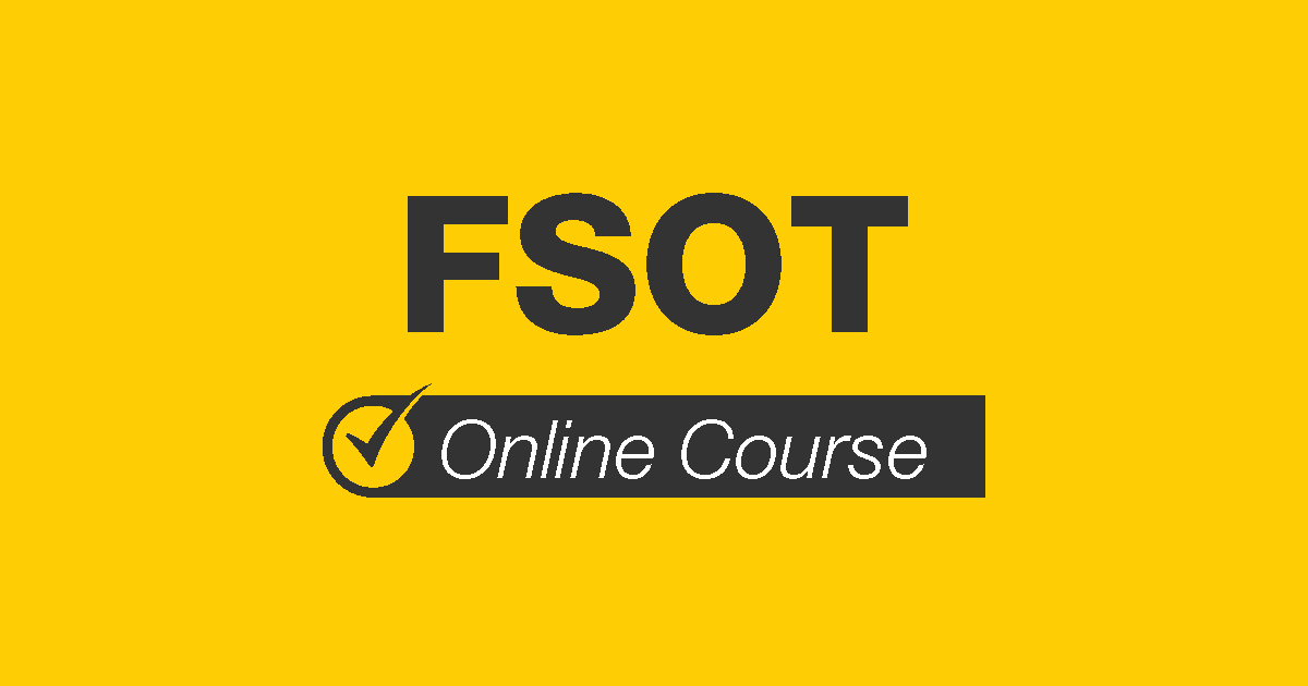 标题为“FSOT”的图形阅读，副标题显示Mometrix标志，文本为“在线课程”